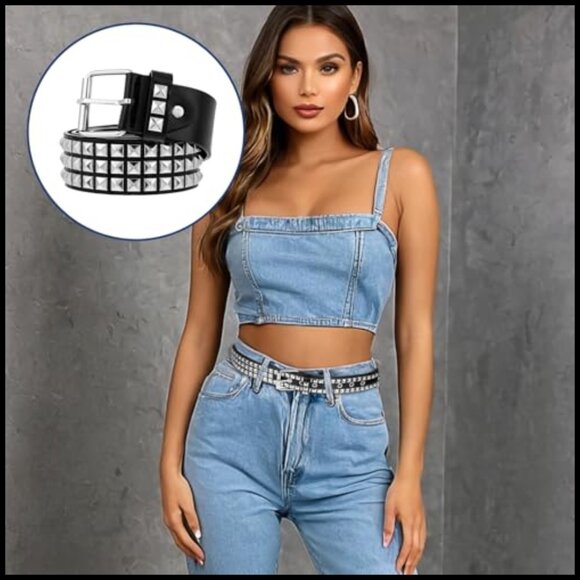 Faux Leather Studded Belt Set, 6 Piece Punk Style Accessories main image 6